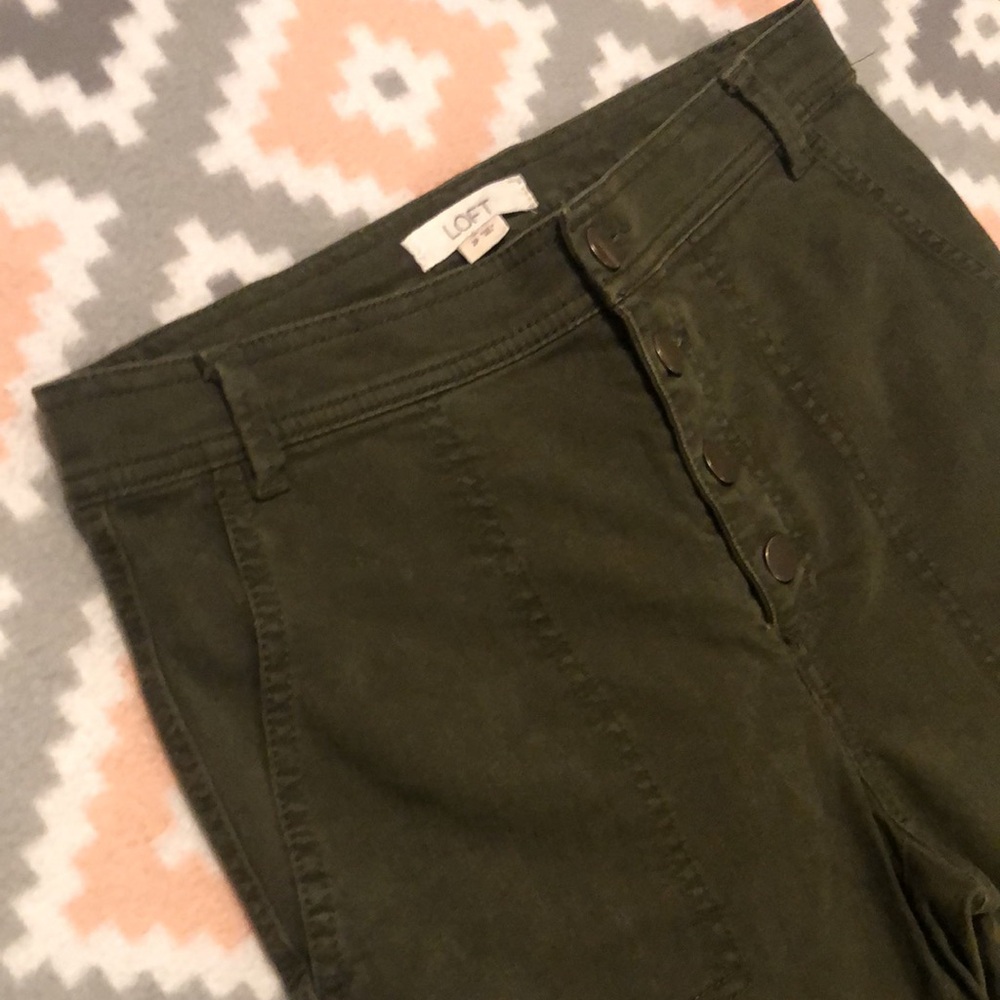 LOFT Dark Olive Skinny Jeans/Trousers Size 2P - Picture 3 of 13